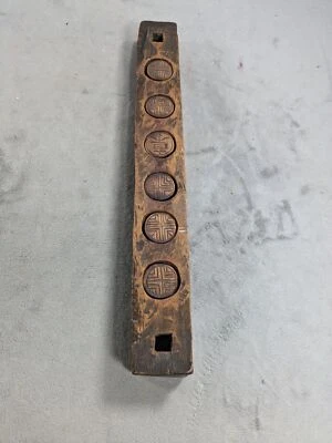"Antiguo molde de galletas sello de pastel de arroz coreano de 15,5"" de madera doble anhelado a mano" Foto 1 de 4