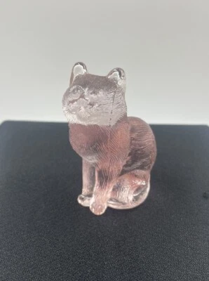 Vintage Mosser Glass Pink Sitting Kitty Cat Figurine #101 - Image 1 of 4