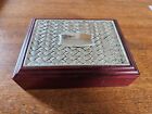 Silver Plated Basket Weave Velvet Lined Hinged Rectangular Jewelry Box