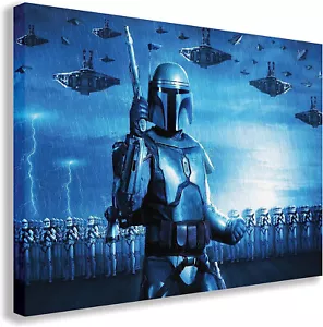 Star Wars Jango Fett Attack of The Clones Bounty Hunter Wall Canvas (30" X 18") - Picture 1 of 2