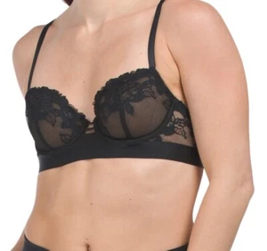 Wacoal B’tempted 'Opening Act' Black Lace BRA Size 32D Brand New floral sheer - Picture 1 of 2