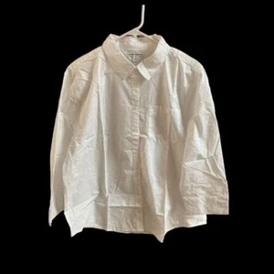 NWT - Amazon Essentials White Women's Classic-Fit 3/4 Sleeve Poplin Shirt - Picture 1 of 2