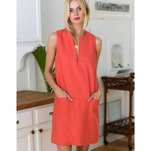 Emerson Fry Valencia Orange Mod Shift Linen Sleevelees Dress Size XS - Picture 1 of 11