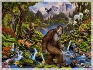 Nuevo Pie Grande Sasquatch Manta de Peluche Regalo Selva Bosque Lobos Creen Nuevo en Paquete - Imagen 1 de 3