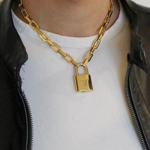 Louis Vuitton Padlock with Geometric Link Chain Necklace For Him - Picture 1 of 6
