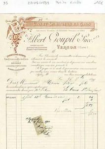 Dépt 27 - Vernon - Belle Petite Entête Vins & Spiritueux en Gros du 27/09/1899 - Picture 1 of 1