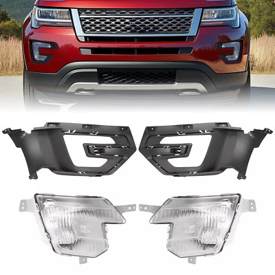 Clear Bumper Fog Lights w/Black Bezel For Ford Explorer 2016-2017 Right & Left Foto 1 de 4