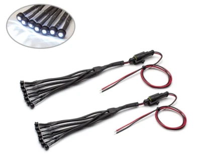 WHITE Car Motorbike LED Auxiliary Light Set - Flush Mount - 14 Piece - Image 1 of 4