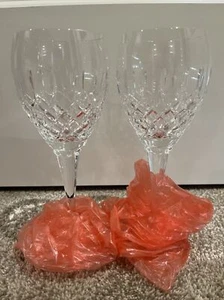 2 Mikasa Coventry Wine Glasses Set 8 5/8" Elegant Clear Criss Cross Cut Etched - Picture 1 of 2