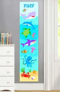 Ocean Personalized Unisex Baby's / Kids Canvas Growth Chart - Picture 1 of 2