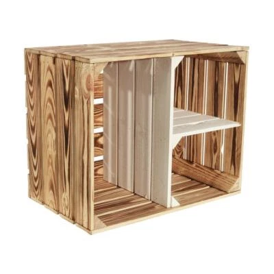 Geflammte Obstkiste 50x40x30cm Hell Geflammt Weiß Holzkiste Wandregal Schuhregal - Bild 1 von 4