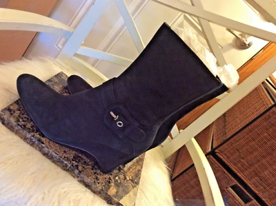 Mujer Bandolino BDNOVIA Talla 8M Negro Gamuza Tacón Cuña Cremallera Lateral Botines Foto 1 de 4