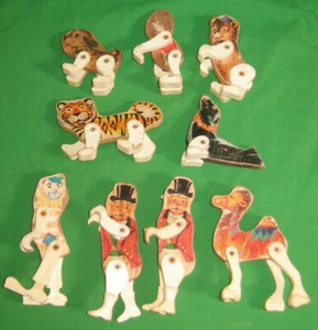LOTE DE 9 FIGURAS ARTICULADAS DE MADERA DE COLECCIÓN FISHER PRICE #902 CIRCO Junior - Imagen 1 de 6