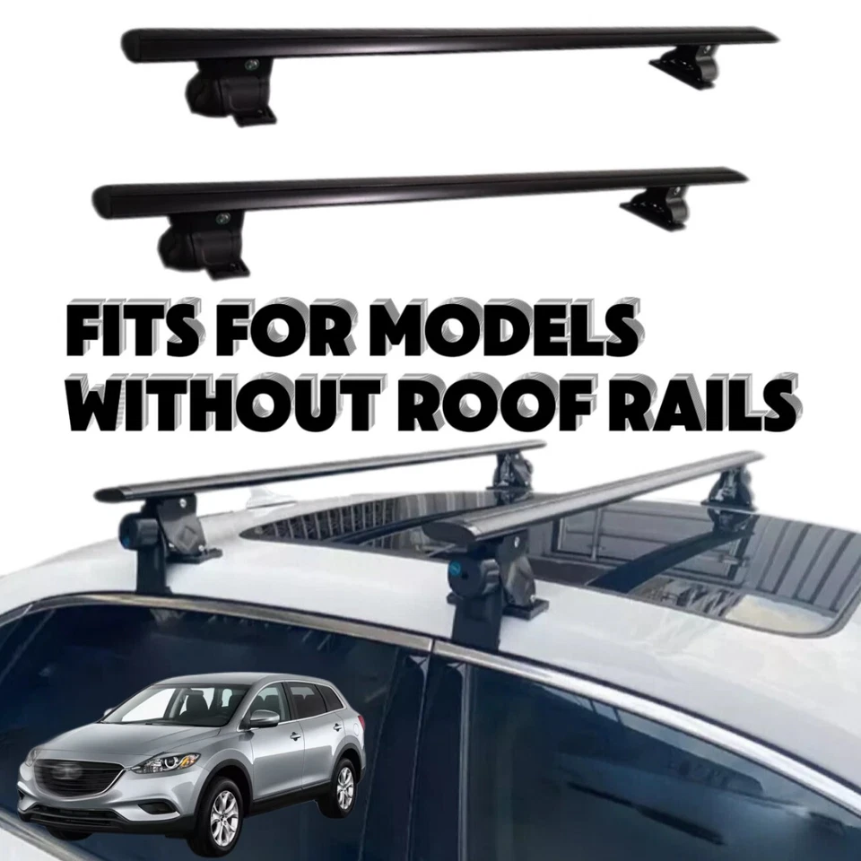 Barra transversal 2 piezas compatible con Mazda CX-9 CX9 2006-2024 sin rieles de techo bloqueable ALUMINIO Foto 1 de 4