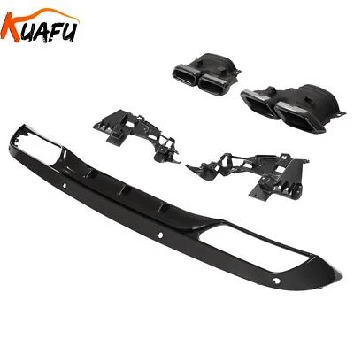 Rear Diffuser Lip+Exhaust Tips C63 Style For Mercedes Benz W205 C300 Sedan 15-18 - Image 1 of 4