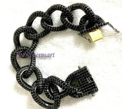 Pulsera de espinela negra de plata de ley 925, pulsera de espinela, joyería de espinela negra Foto 1 de 3