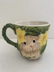 Cracker Barrel Easter Treasures Bunny Rabbit Flowers 3D Coffee Mug Ceramic - Bild 1 von 5