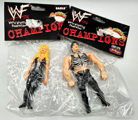 NIP 2 Vtg WWF Female Wrestler BEND-EMS Action Figures CHYNA and SABLE Just Toys Cover