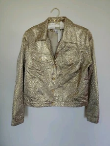 Victor Costa Women's Jacket Gold Evening Size 10 Rhinestone Buttons - Picture 1 of 12