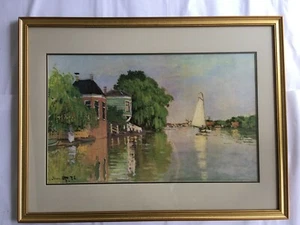 Claude Monet signed Framed and Matted " Houses on The Achterzaan" 1871, Picasso - Picture 1 of 4
