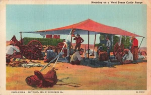 Amarillo Texas, Noonday JA Ranch Cowboys Wagons Saddle Branding, postal de colección - Imagen 1 de 2