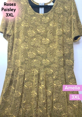 Nuevo con etiquetas Vestido LuLaRoe Talla 3XL RARO Elegante Dorado Rosa Paisley Amelia Hecho en EE. UU.   Foto 1 de 4