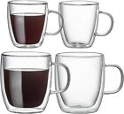 Double Wall Glass Coffee Mugs -13.5oz/400ml Insulated Clear Coffee Cups Set of 4