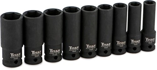 Titan 42400 1/2-Inch Drive 6 Point MM Impact Socket Set 9 Piece - Image 1 of 1