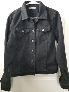 Refuge Black 4 Pocket Denim Jacket Womens Size Large - Picture 1 of 13