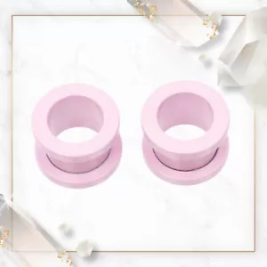 Plugs Matte Pastel Pink Screw Fit with Cubic Zirconias - Sold as a Pair Surgical - Picture 1 of 6