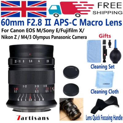 7artisans 60mm F2.8 Ⅱ Macro Lens For Fujifilm X Sony E Canon EOS M6 5 Nikon M4/3 - Image 1 of 4