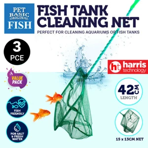 Pet Basic® 3PK Aquarium Woven Fish Net Safe Soft Secure Convenient 15 x 13cm - Picture 1 of 24