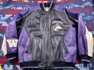 Vtg 90s UW University Washington Huskies GIII Design Genuine Leather Jacket L - Picture 1 of 17