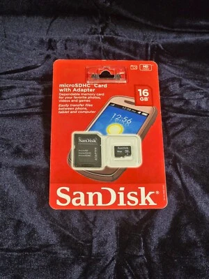 SanDisk 16GB MicroSD Micro SDHC TF Flash Memory Card 16G with SD Adapter - Image 1 of 2