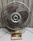 Vintage Kuo Horng KH-202 Table Desk 12" Oscillating Fan 3 Speed Beige 80's Retro