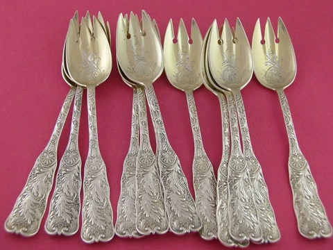 Sterling GORHAM Ice Cream Fork SAINT ST CLOUD 1885 ~$99 each Cover