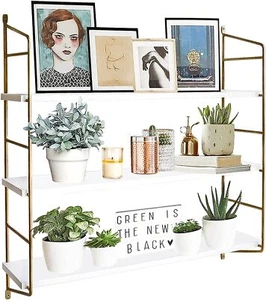 Wall Shelf Garage Storage System Modern Bathroom Decor White Gold Kitchen home - Picture 1 of 6