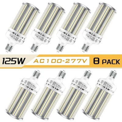 8Pack 125W LED Corn Light Bulb 5000K, E39 Mogul Base Warehouse High Bay Lighting - Image 1 of 4