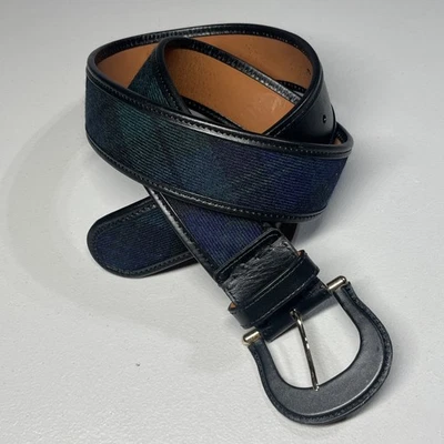 Brooks Brothers Blackwatch Plaid Belt Womens Medium Black Green Blue - Image 1 of 4