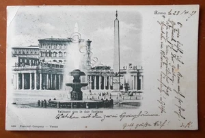 Cartolina Vaticano con le due fontane - 1899 - Foto 1 di 2