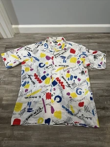Vtg Sea Isle By Arrow Hawaiian Shirt Sz L Abstract Art Rayon - Picture 1 of 6