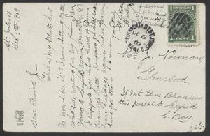 1909 Newfoundland Duckworth St St John's Split Ring Postmark On PC - Bild 1 von 3