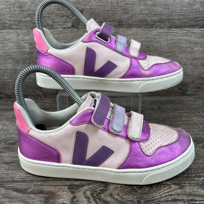 Veja 女鞋 3 EU34 粉红色紫色皮革低帮运动鞋青少年 — 第 1/4 张图片