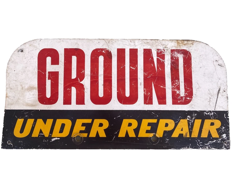 Letrero grapador de acero vintage suelo bajo reparación 12”x6” campo de golf industrial fresco Foto 1 de 4