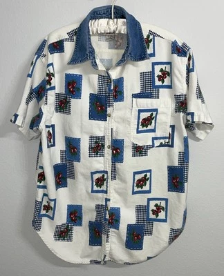 CAMISA VAQUERA LET'S QUIZZ AGAIN XL Gráfico Fresa Vintage ALGODÓN Foto 1 de 4