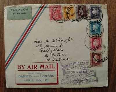 New Zealand mutifranking cover First flight Darwin- London- see description !!!! - Image 1 of 2