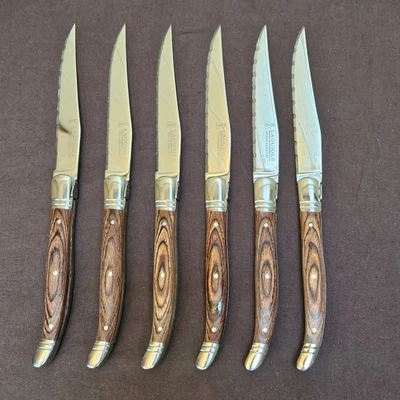 Trudeau Laguiole 蜜蜂异国情调 Pakka 木质不锈钢牛排刀 6 件装 — 第 1/4 张图片