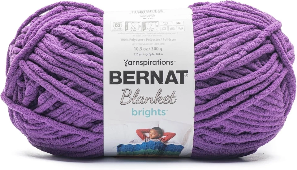 Bernat Blanket Brights POW Purple #12007 Yarn Big Ball 300g