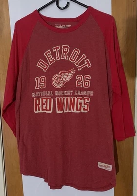 Camiseta masculina manga 3/4 Mitchell & Ness X NHL Detroit Red Wings GG - Imagem 1 de 4