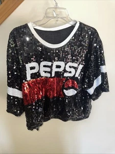 Pepsi Cola Pailletten One Size Top T-Shirt Schwarz FLSHVN 00 False Haven Rarität - USA - Bild 1 von 5